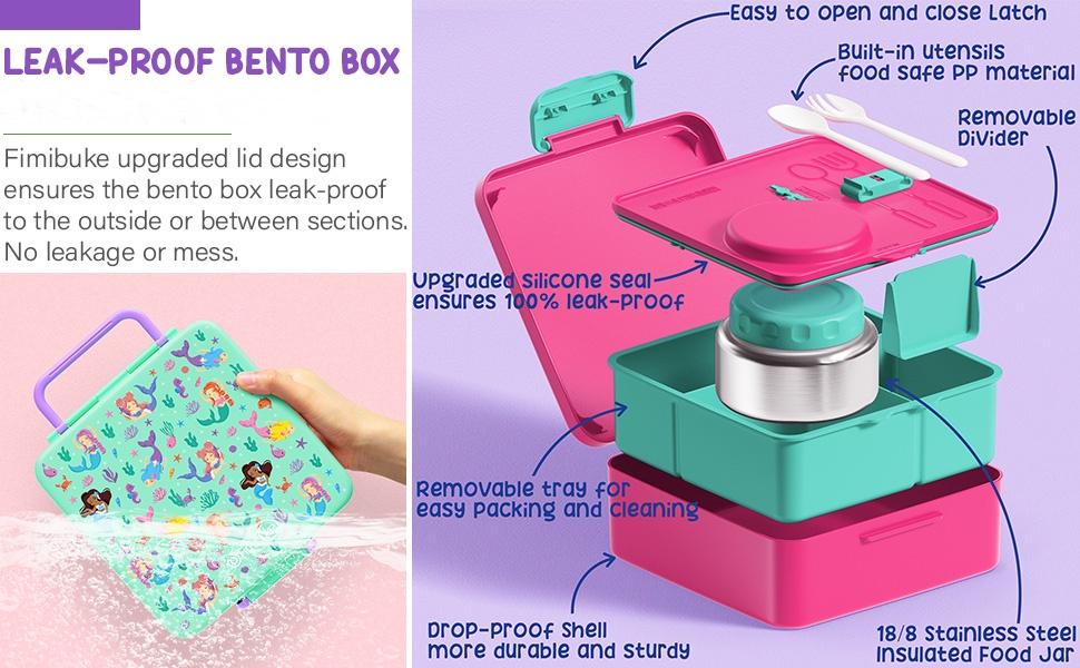 Fimibuke 60oz Leakproof Bento Lunch Box with 8oz Thermos, 3-4 Compartments, Sauce Jar & Utensils, BPA-Free, Dishwasher Safe dealsforyoudays Fimibuke 60oz Leakproof Bento Lunch Box with 8oz Thermos, 3-4 Compartments, Sauce Jar & Utensils, BPA-Free, Dishwasher Safe dealsforyoudays