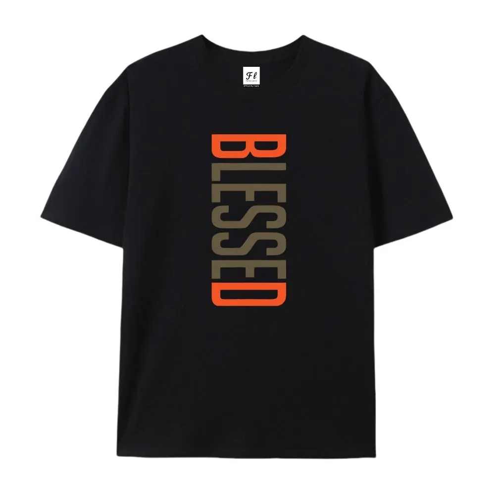 100% cotton short‑sleeve shirt, Unisex Oversized Blessed Vertical Printed Craft T‑Shirt, Color Block Faith Soft Cotton Drop Shoulder Top, Casual Religious Tee, summervibes, Juneteenth 2026, Independence Day, Back to School
