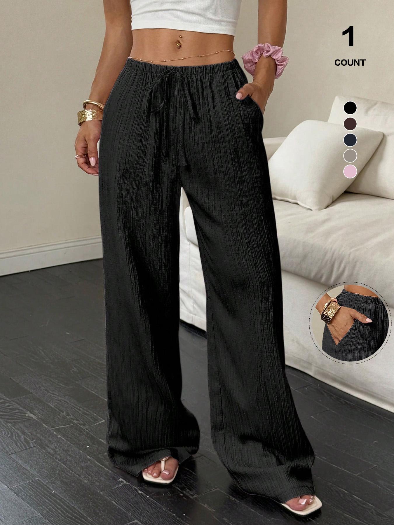 3/1 Counts Women's Linen-Like Polyester Casual Pants Wide Leg Summer Beach Palazzo Pants back to school,2026