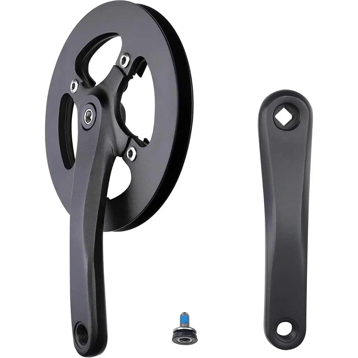 E  Crankset 1 count 42T Steel Chainring Crankset with Aluminium Alloy Double Chain Cover 170mm Arm for Single Speed and 6/7/8 Speeds Electric , Folding
