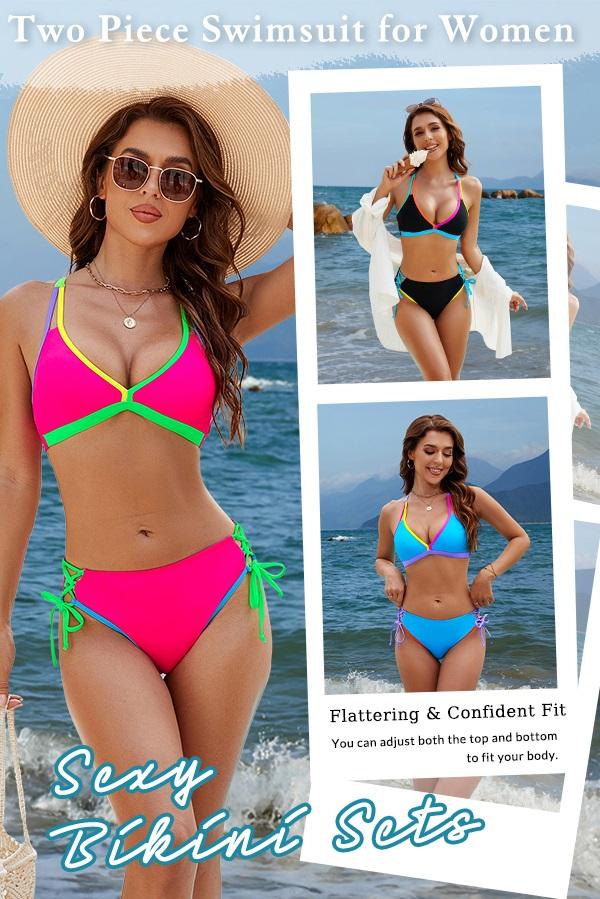 Blooming Jelly Triangle Top String Mid Rise Bottom Women's Cheeky Two Piece Bikini Set