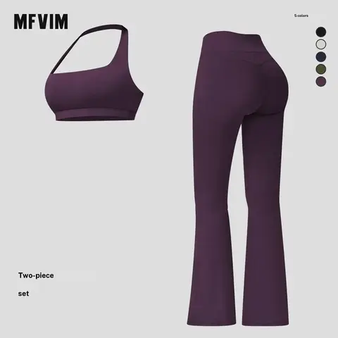 MFVIM Women's 2-Piece Sporty Chic Fitted Solid Athleisure Set - Cut-Out Backless Crop Top & High-Waist Leggings, Breathable Yoga/Gym Sweat Suit, Valentine's Day Gift, 2 Piece Sets