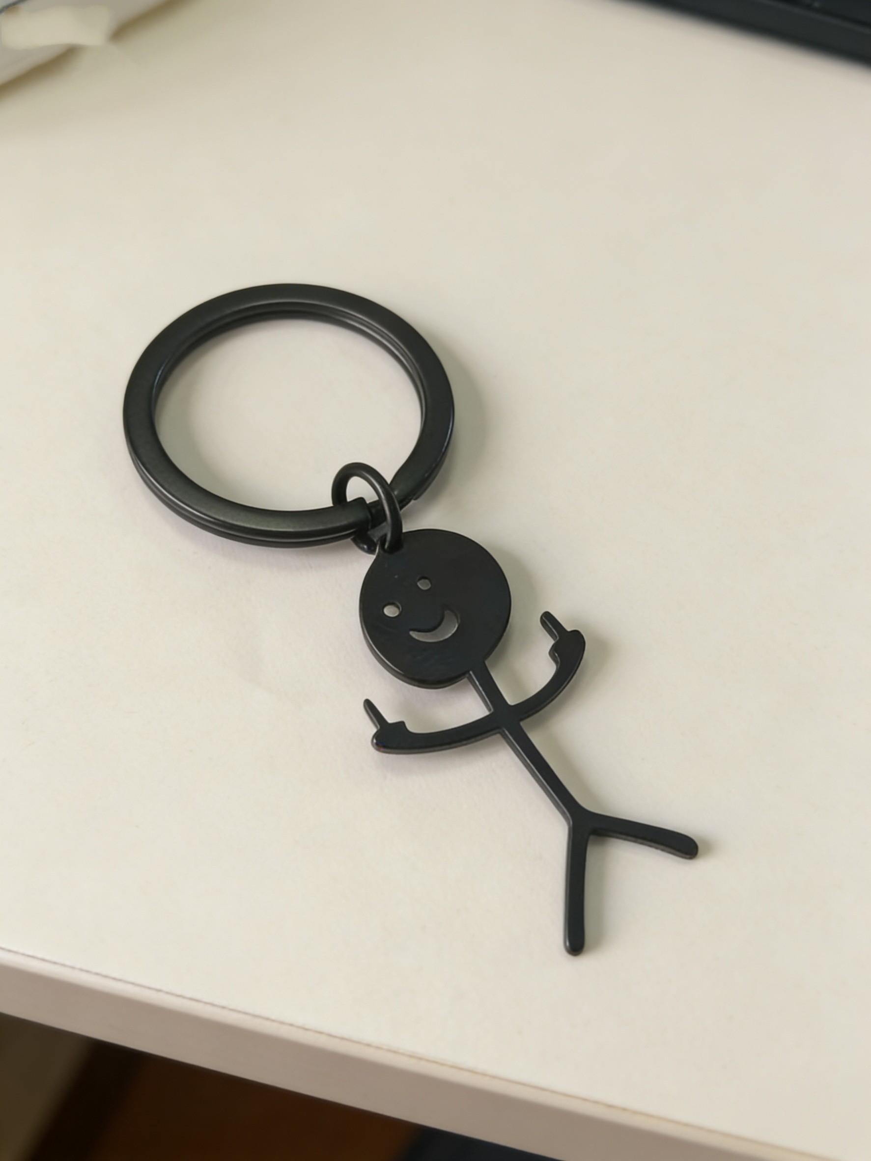 Cartoon Figure Shaped Keychain for Men & Women, Stainless Steel Keychain, Metal Key Chain, Cute Key Ring