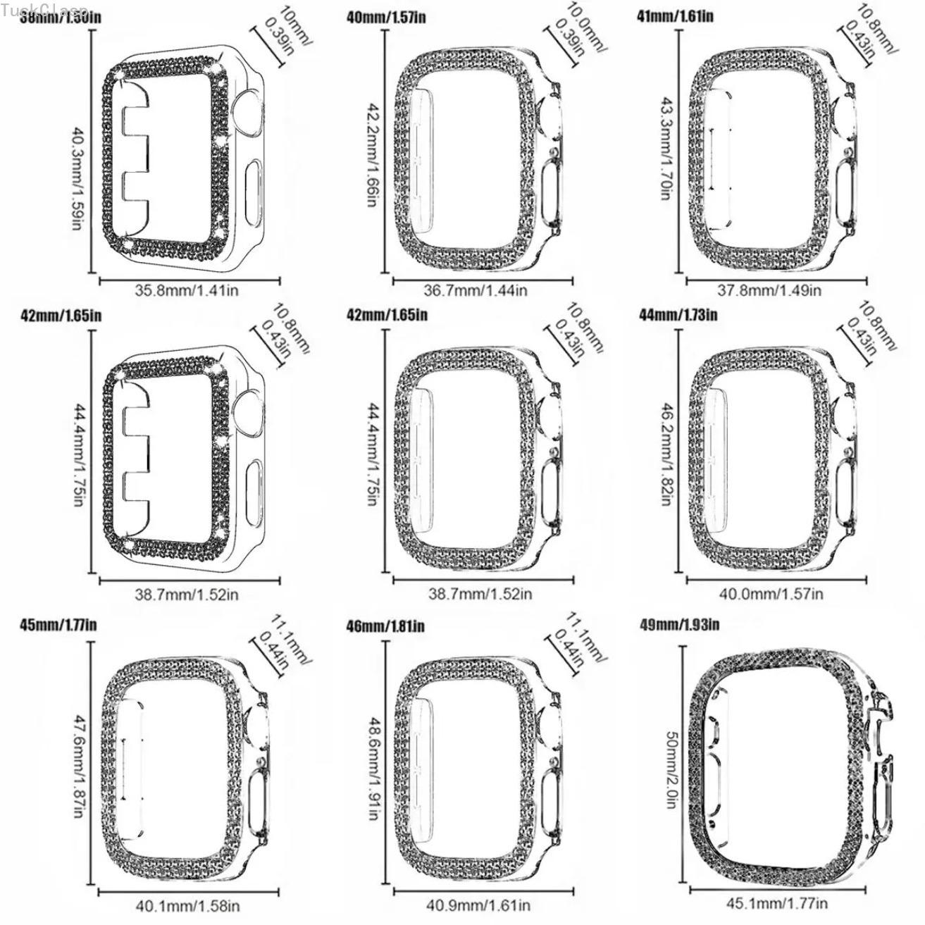 Shiny Rhinestone Hollow‑Out Protective Case for Apple Watch, Fits 38‑49mm Series Ultra SE 10 9 8 7 6 5 4 3 2 1, Sparkling Stylish Smartwatch Protector for Men Women