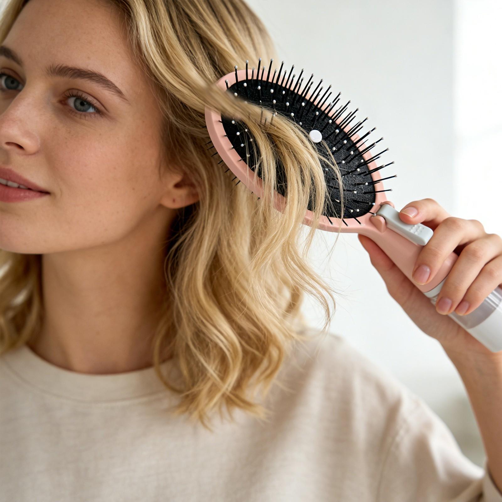 Two-In-One Spray Cushion Comb with Mist Function, Anti-Static Detangling Brush, Dry Wet Use Scalp Massager, Professional Hair Styling Tool, Anti Static Hairbrush, Anti Tangle Brush