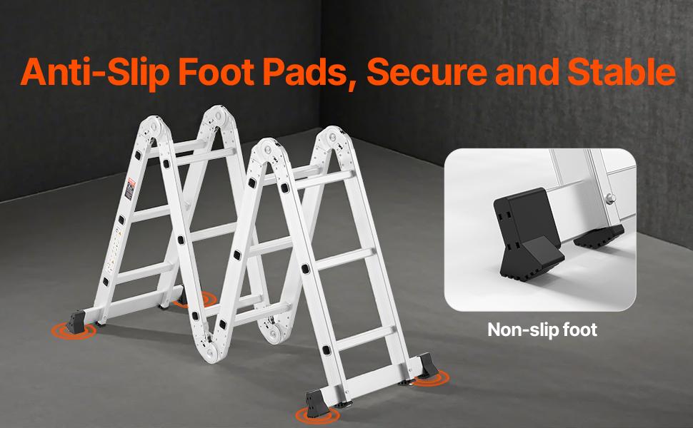 VEVOR Multi-Purpose Folding Ladder, 7-in-1 Tall Step Ladder, A Frame 3 Step Adjustable Telescoping Ladder, 12ft Reach Height Heavy Duty Extension Ladder, 330 lbs Capacity for Household Outdoor Work