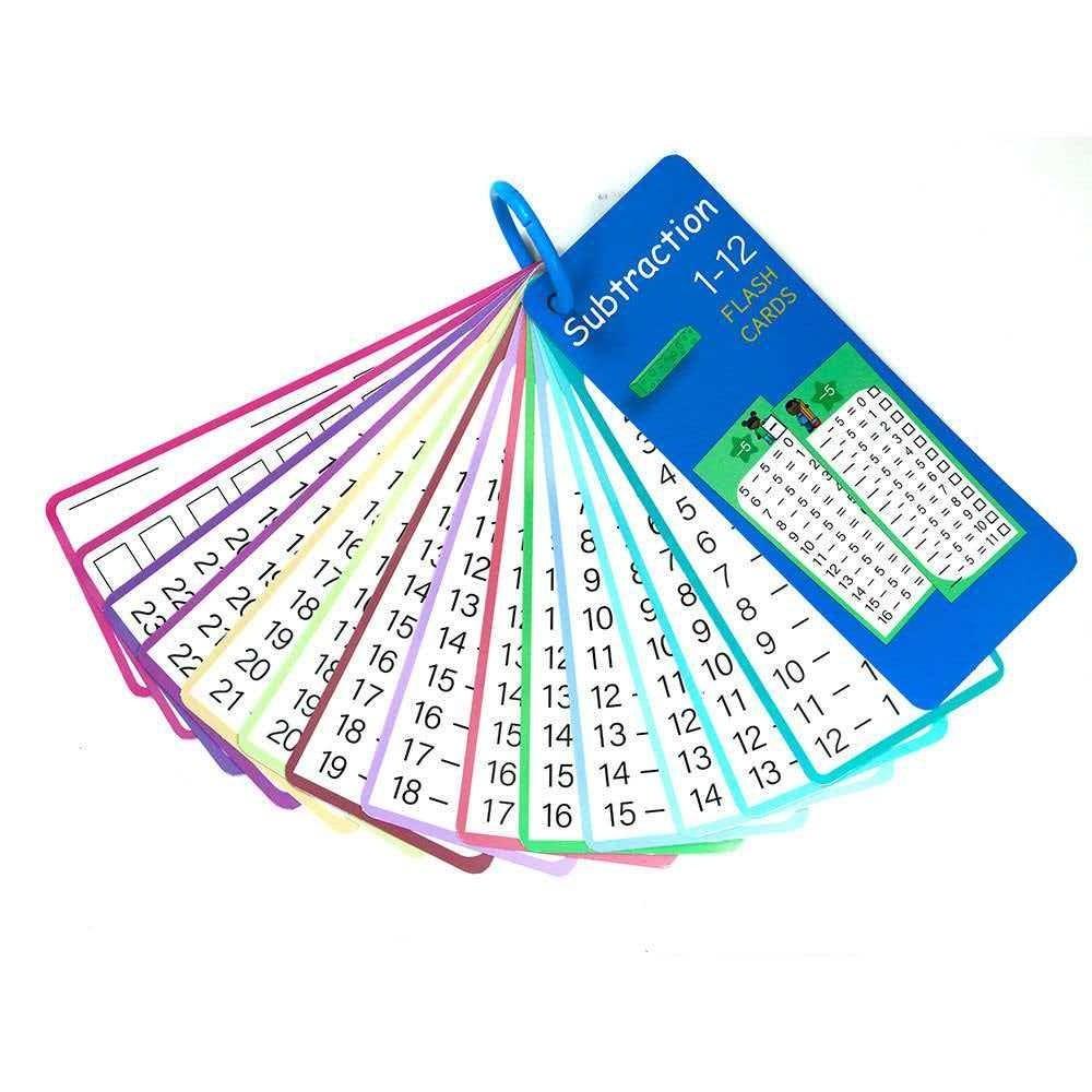 Cross-Border Flashcards 15 Math Subtraction Number Cards Erasable Reusable Learning Cards Educational Toy Set with Two Pens and One Ring