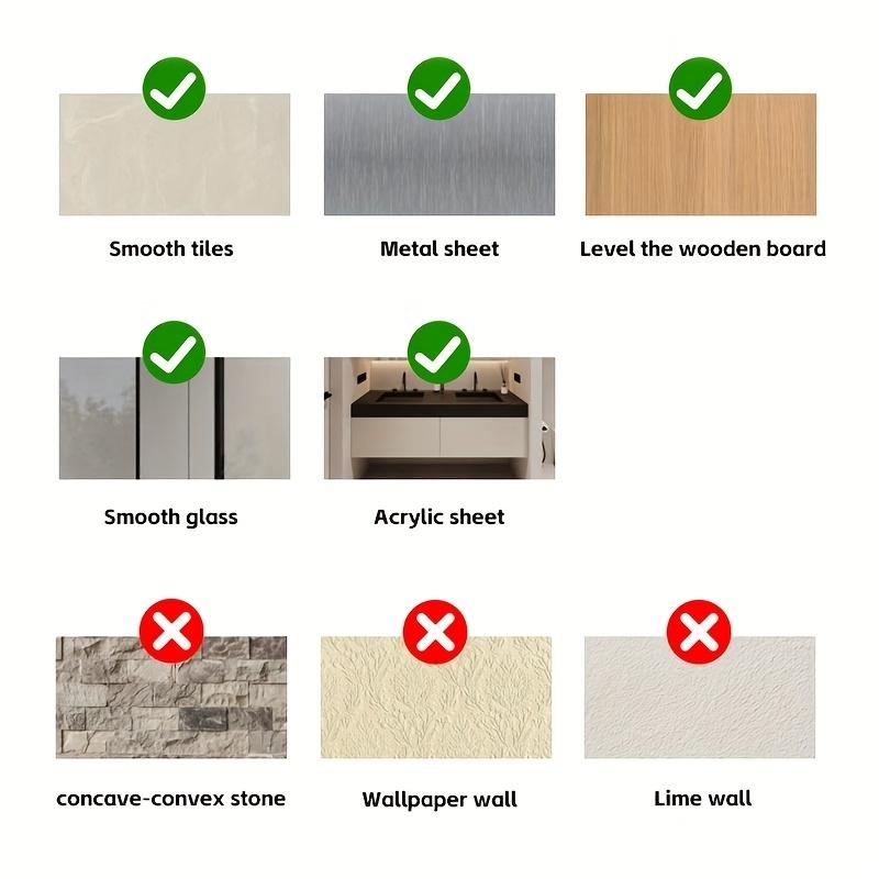 3-Pack Adhesive Foldable Shelves, Wall Mounted Plastic Storage Shelves for Bathroom, Bedroom and RV