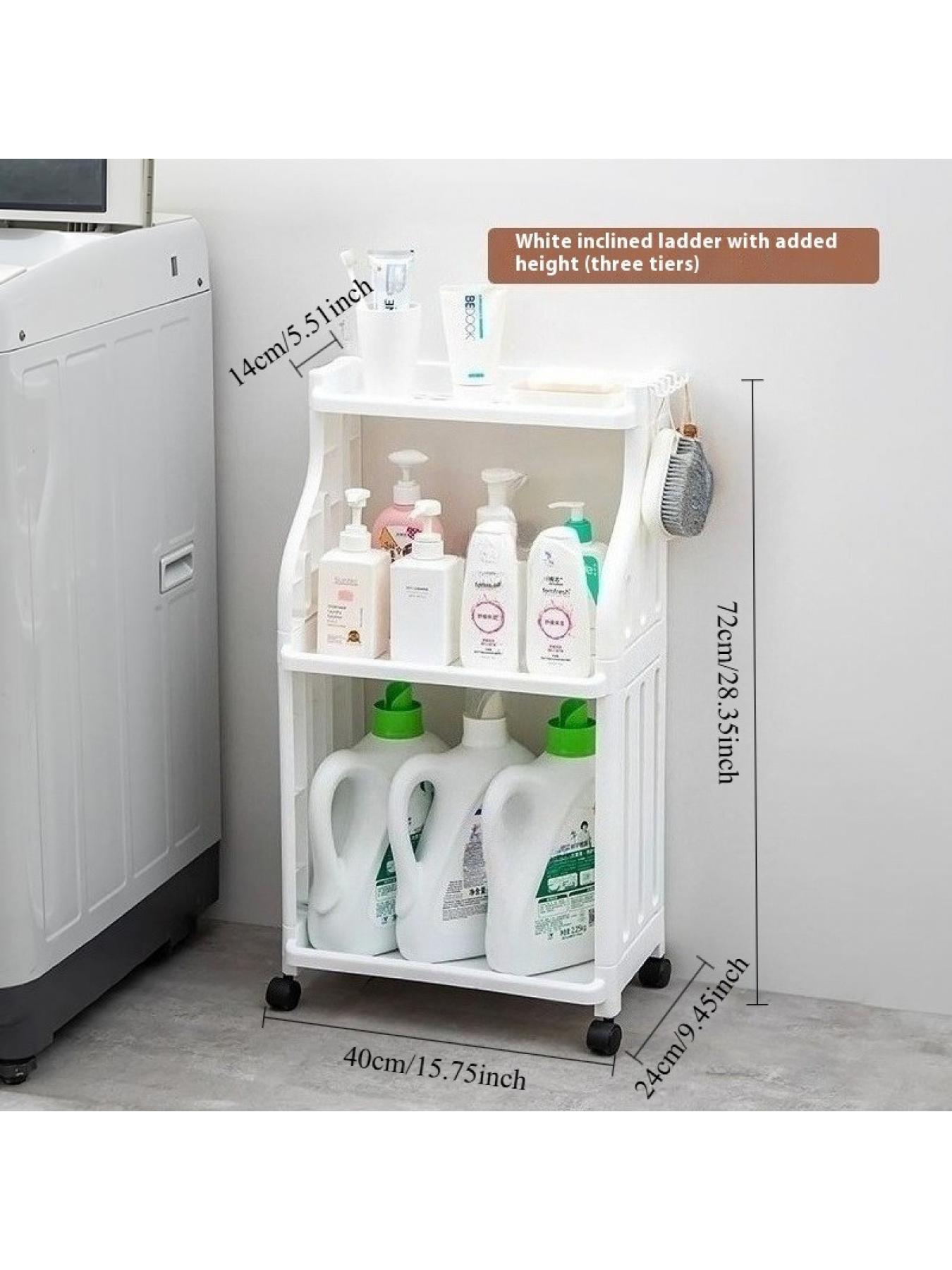 Rolling Bathroom Storage Cart with Wheels, Heavy Duty Mobile Shelf Organizer, No Assembly, Space Saving for Bathroom Kitchen Laundry Small Spaces