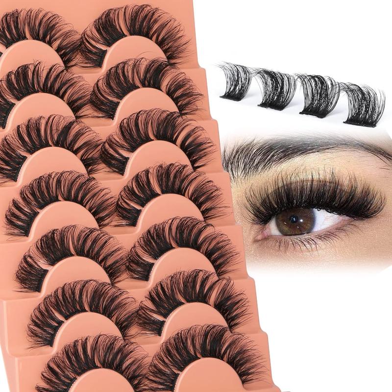 Volume Volumized False Eyelashes, 7 Pairs Faux Cluster Lashes, Natural Curling Eye Makeup Strip Lashes, Full Volume Eyelash, Lash Clusters for Eye Makeup Enhancement Cosmetic, False Eyelash Extensions