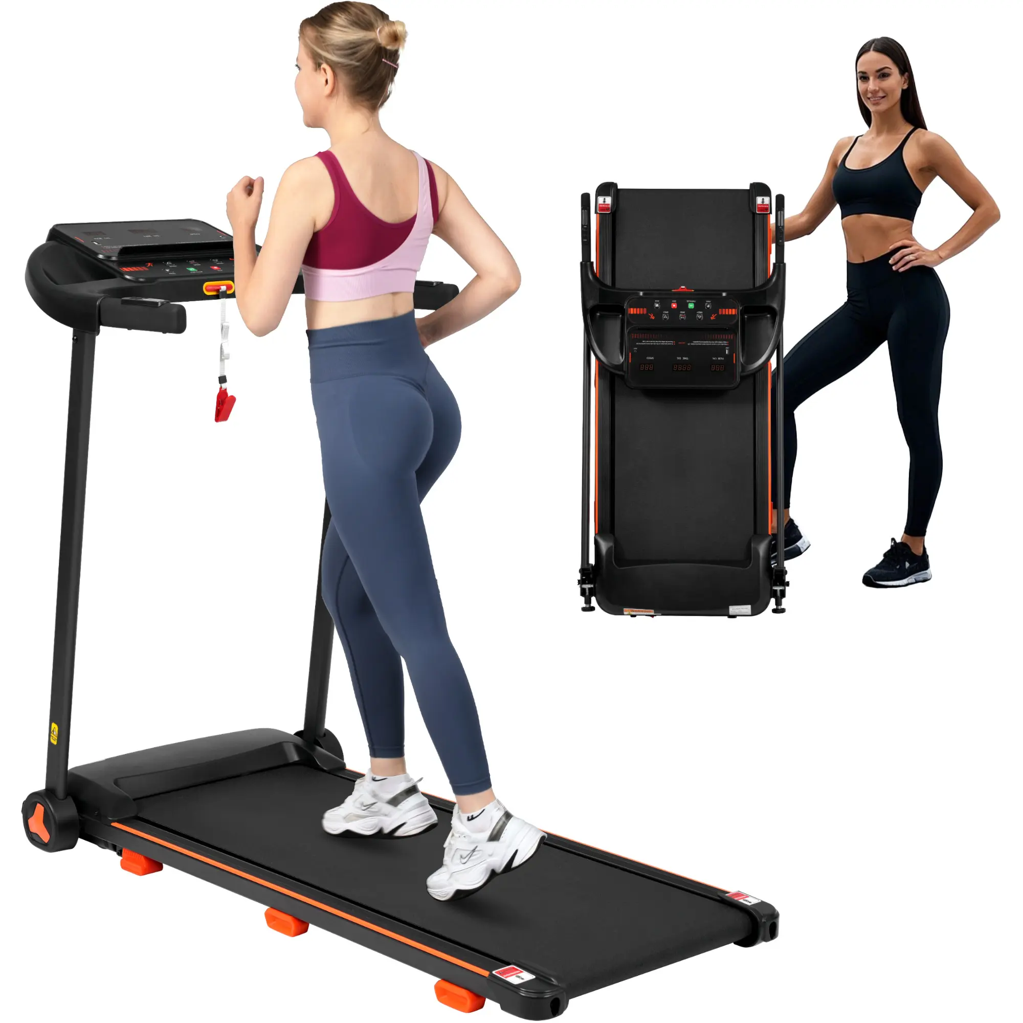 Nokaa 2.5HP Folding Treadmill for Home, 7.5MPH Incline Treadmill with Heart Rate Sensor, Bluetooth Speaker, USB Charging, 300 lb Capacity, 43.3" x 15.75" Running Belt, 6 Shock Absorbers, Quiet Motor, Indoor Fitness, Black