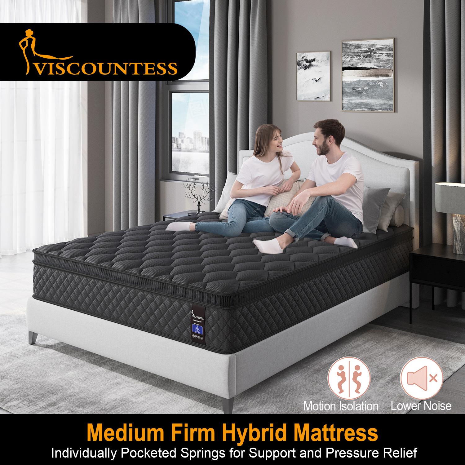 12/14 Inch Twin Full Queen King Size Mattress in a Box,Memory Foam Hybrid Mattress with Individual Pocket Spring for Motion Isolation & Silent Sleep&Lumbar Support & Pressure Relief,Medium Firm