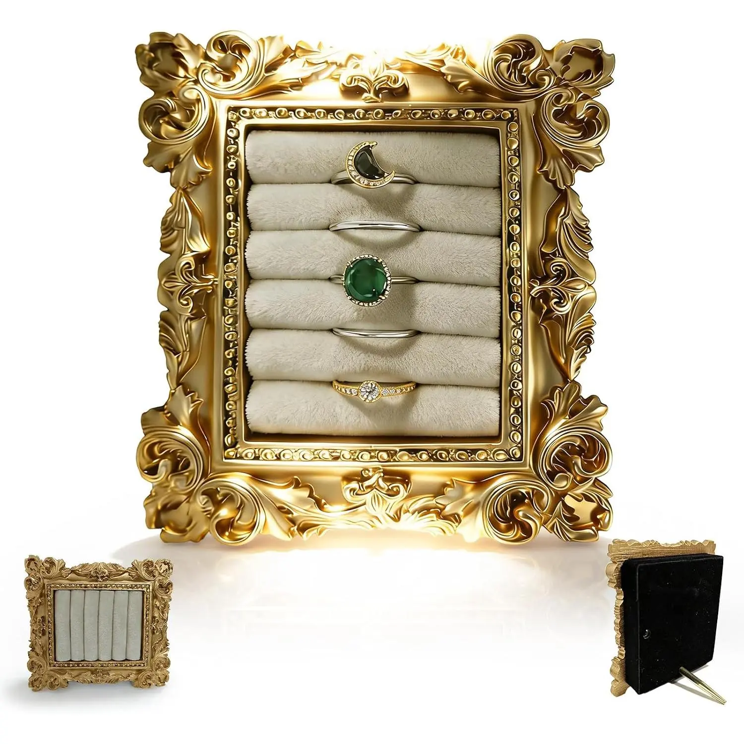 Ring Holder For Women,  Ring Display Stand, Earring Display  Tray, Ideal For Dresser,  Counter, Wedding, Anniversary , Proposal Prop, And Retail Store Display