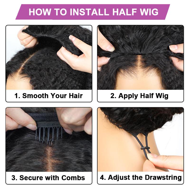 [ 3 In 1 Half Wig ] Midulla Kinky Curly Half Wigs Human Hair Wear and Go Glueless Short Curly Human Hair Wigs Upgraded Drawstring Cap for Women Beginner Friendly #FallFreshness