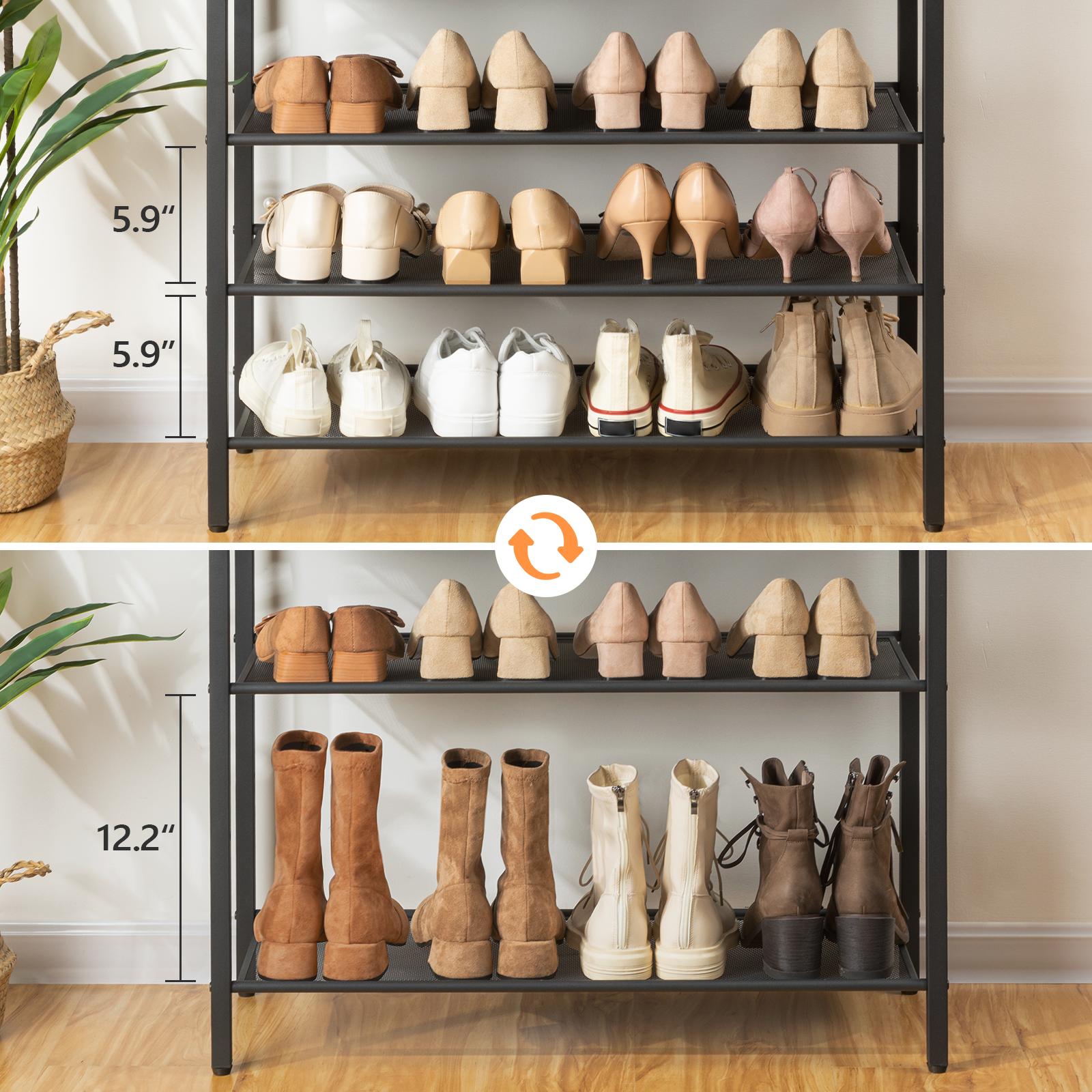 MAHANCRIS 8-Tier Shoe Rack with Adjustable Metal Mesh Shelves, Large Capacity with 28-32 Pairs of Shoes, for Entryway, Stable Structure, Rustic Brown MAHANCRIS 8-Tier Shoe Rack with Adjustable Metal Mesh Shelves, Large Capacity with 28-32 Pairs of Shoes, for Entryway, Stable Structure, Rustic Brown