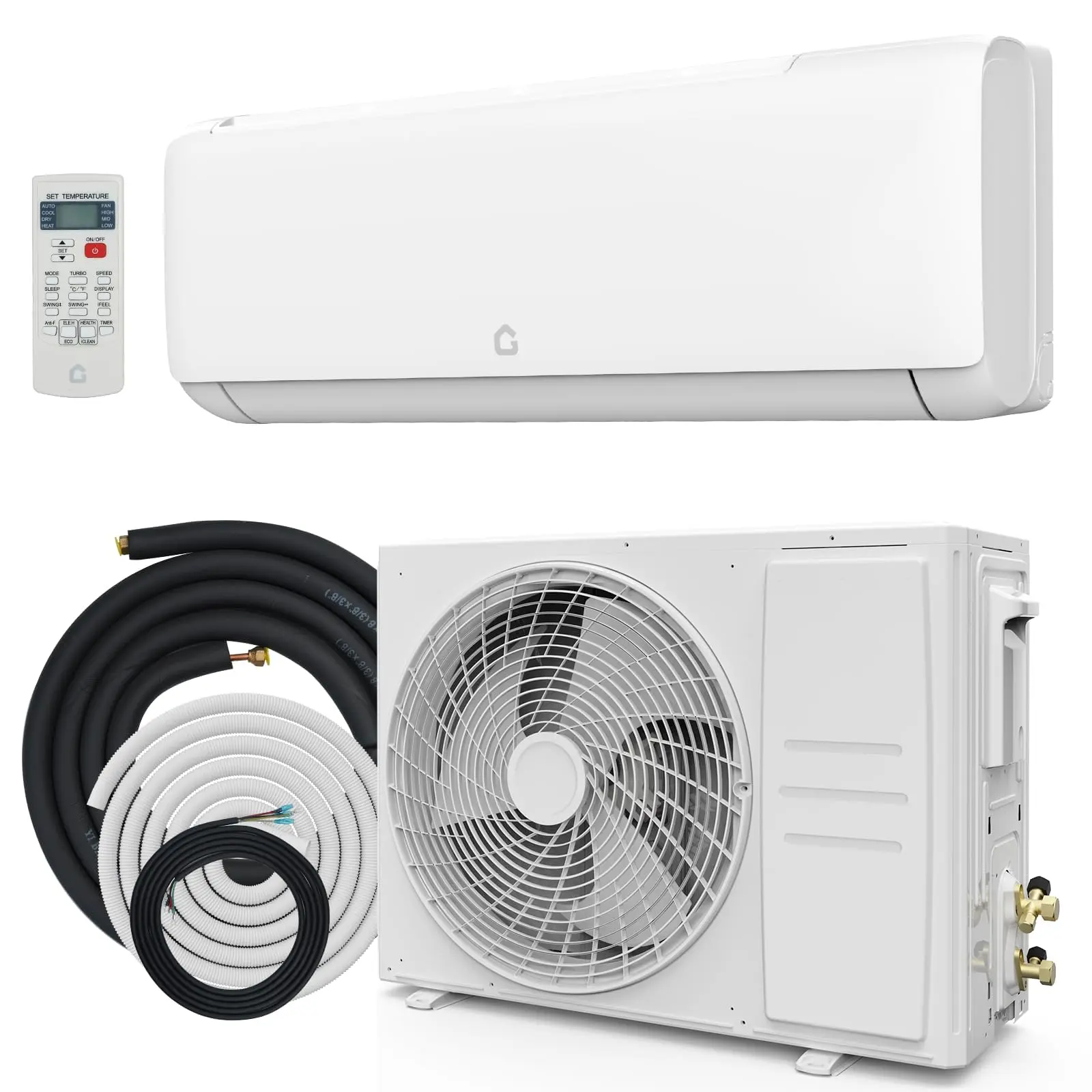 GARVEE 12,000 BTU Ductless Mini Split Air Conditioner & Heat Pump, 21 SEER 230V Inverter Split System, 230V Plug Cooling-Heating Unit, Cools Up to 750 Sq. Ft, Pre-Charged Condenser, Installation Kit, Remote Control, White