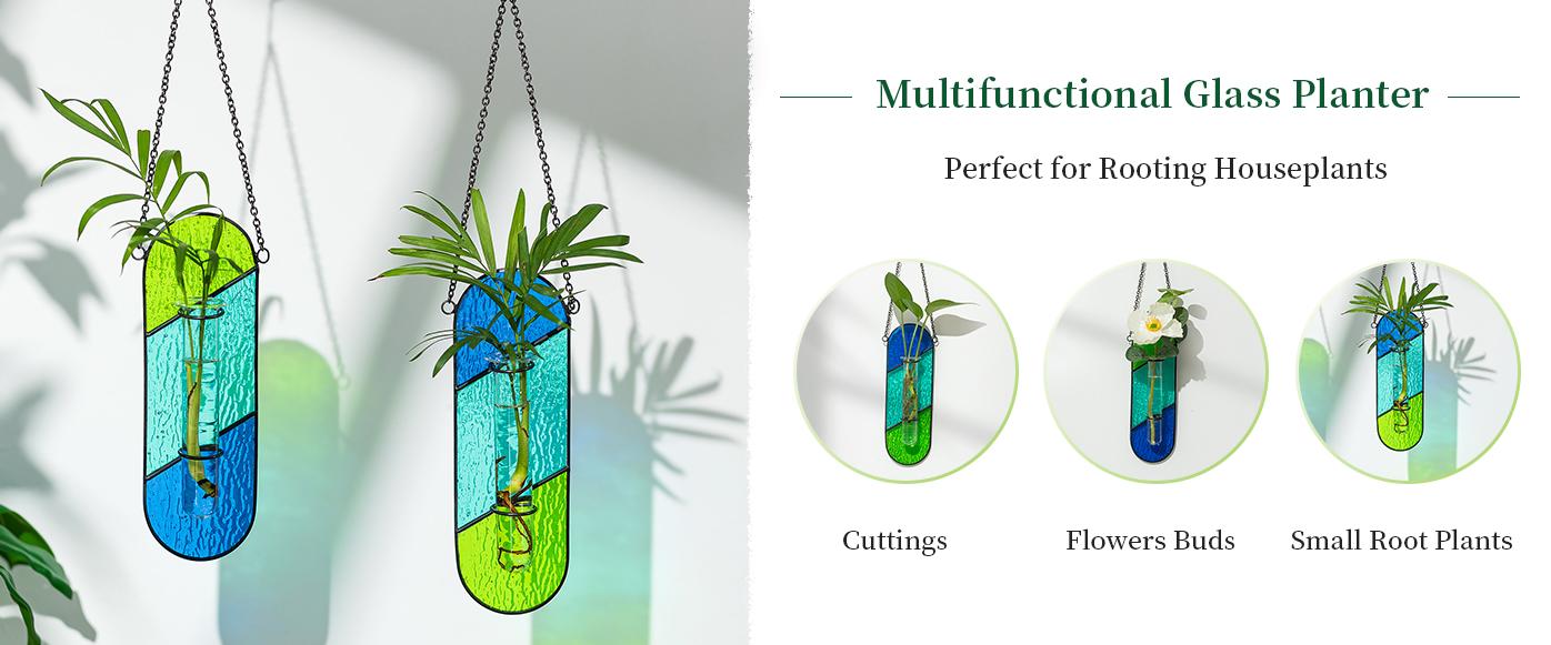 Stained Glass Propagation Wall Hanging: Spring Propagation Station Planters for Window Decor - Propagation Tubes Terrarium Unique Plant Lover Gift