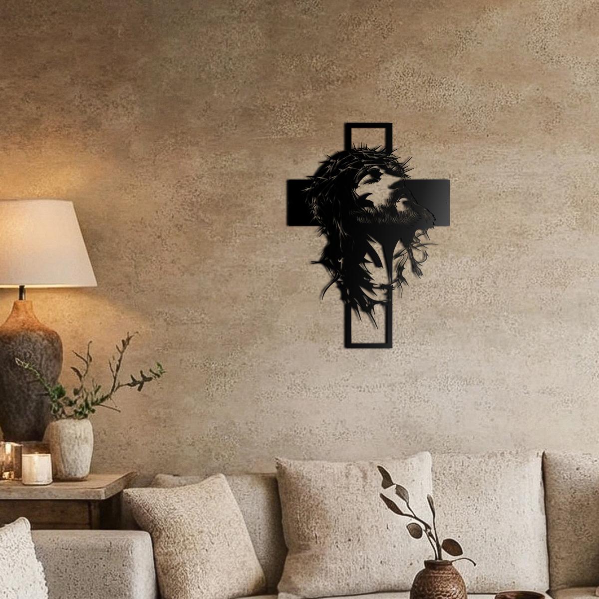 Jesus Cross Metal Wall Art 28.58x40cm Christian Religious Decor Easter Gift Laser Cut Hand Engraved Durable Home Office Church Restaurant Symbolism Hanging - Decorative Jesus Cross Metal Wall Art 28.58x40cm Christian Religious Decor Easter Gift Laser Cut Hand Engraved Durable Home Office Church Restaurant Symbolism Hanging - Decorative