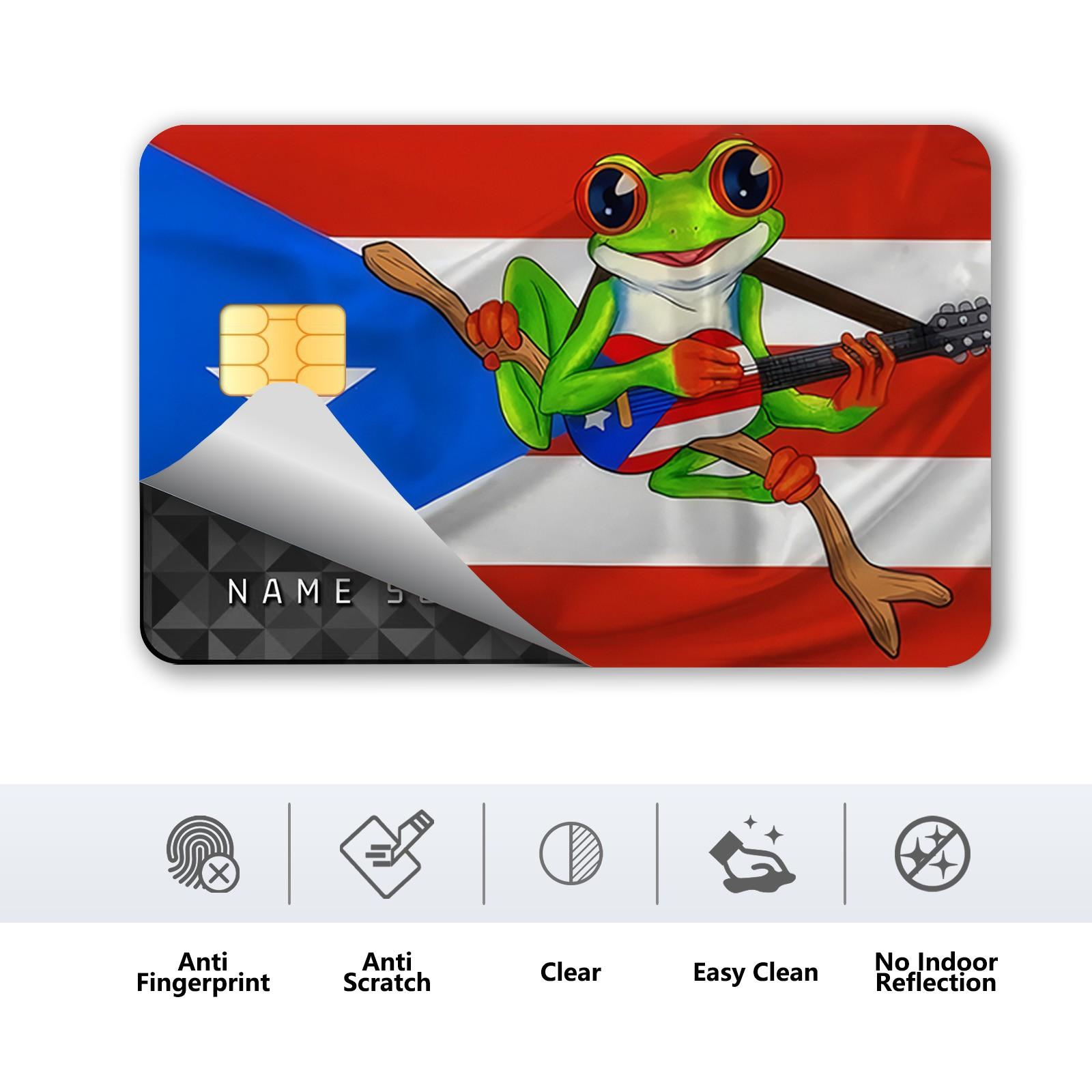 Frog Design Credit Card Skin Sticker, 4 Counts/Set Thin Waterproof & Scratch Resistant Credit Card Decal, Personalized Bank Card Decorative Sticker