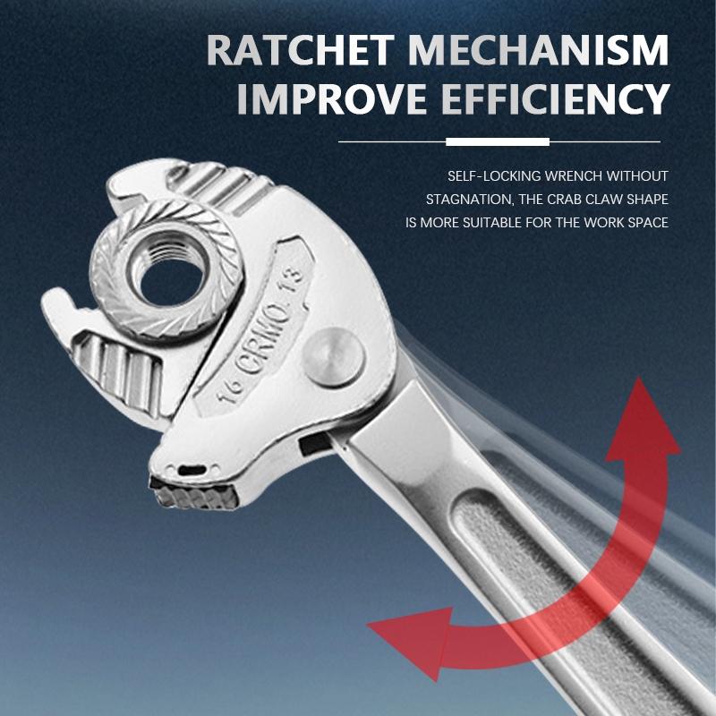 Automatic Locking Wrench, Crab Clamp Multi-Functional Quick Adaptation, Industrial Grade Adjustable Wrench for Home & Factory Repair, Self Locking Wrench
