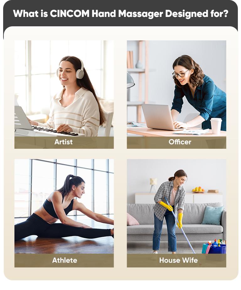 [Pro Model] CINCOM Hand Massager Pro for Enhanced Comfort and Relief, 4 Modes 4 Intensity 6 Heat Levels, Portable and Cordless, Advanced Airwave Technology and Sleek Design, Touchscreen Display, Perfect Gifts for Family, Friends, Enjoy it Anytime Anywhere