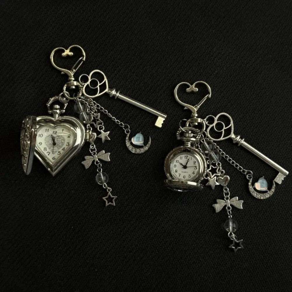 Original Hollow Heart Pocket Watch Chain Keychain Design Steampunk Clock Vintage Necklace Pendant Jewelry Watch Men Women Gift