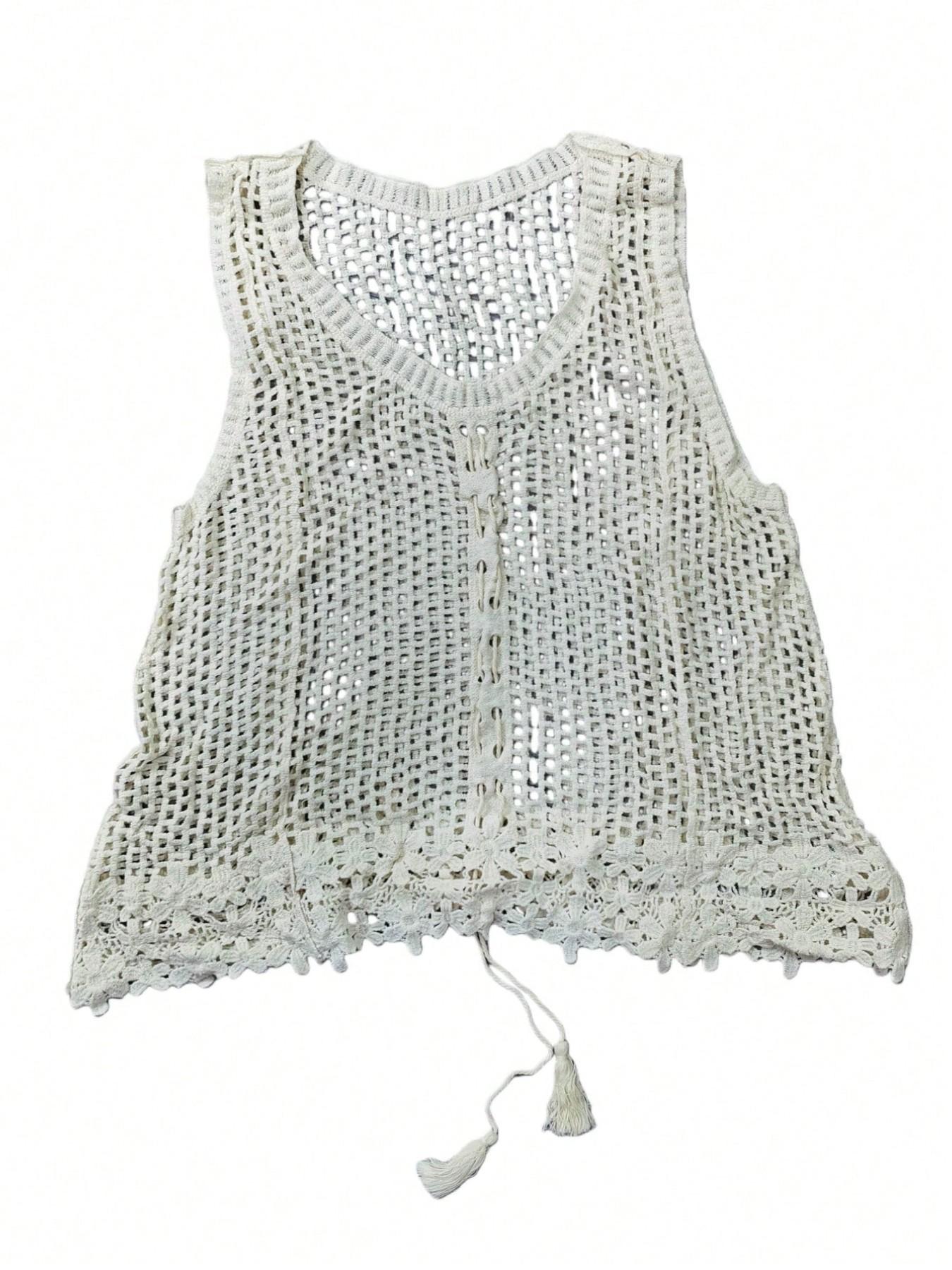 Women's Solid Color V-Neck Cut Out Sleeveless Casual Knit Top, Comfortable and Stylish Pullover for Daily Wear, Perfect for Layering