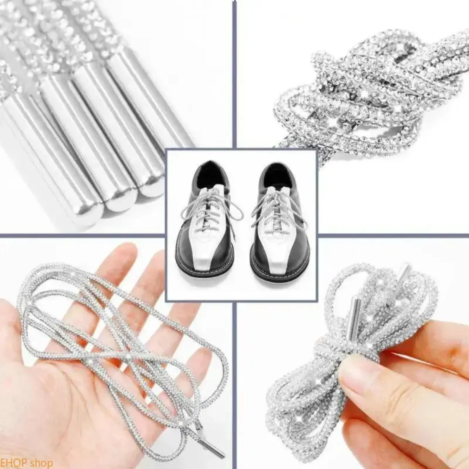 2-Pack Glitter Rope Laces, Rhinestone Fashion Drawstrings for Shoes, Hoodies & Trunks, Long 47in Sparkly Cords for DIY Styling & Daily Accessories, Polyester pendant jewelry set grunge cross necklace minimalist light luxury pink accent