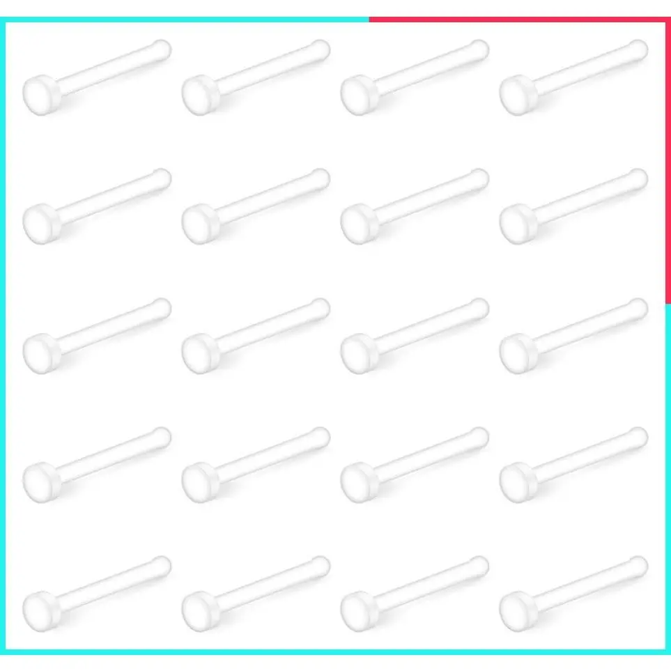 22G Clear Bioflex Nose Bone Ring Stud Retainer Flat Top Body Piercing Jewelry 2mm 2.5mm 3mm 20-60 Pcs