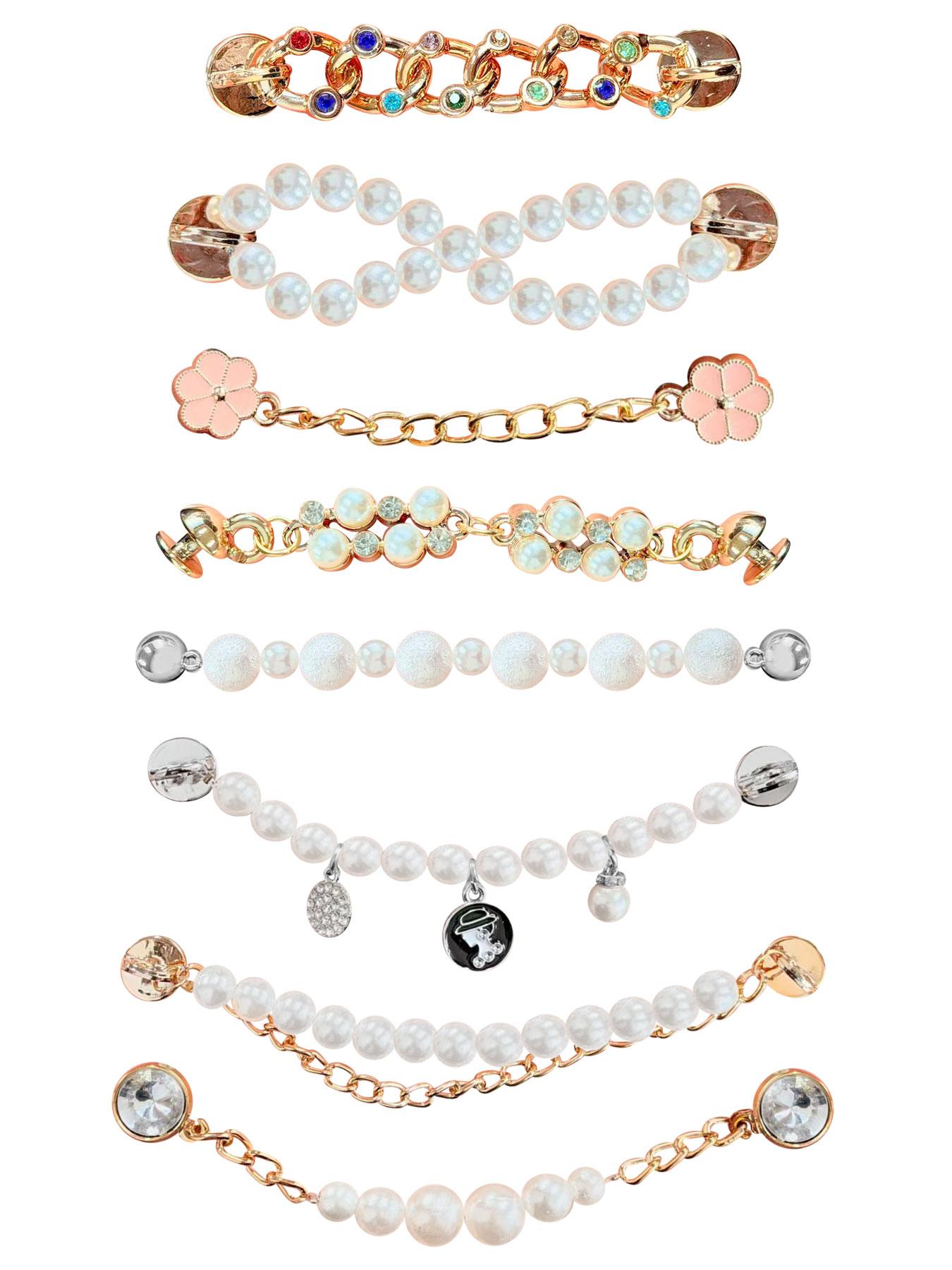 2 Piece Pearl Rhinestone Hole Shoe Chain Set, Multi-Style Decorative Trendy Hole Shoes Accessories, Fashionable Footwear Enhancements, Shoe Charm Set