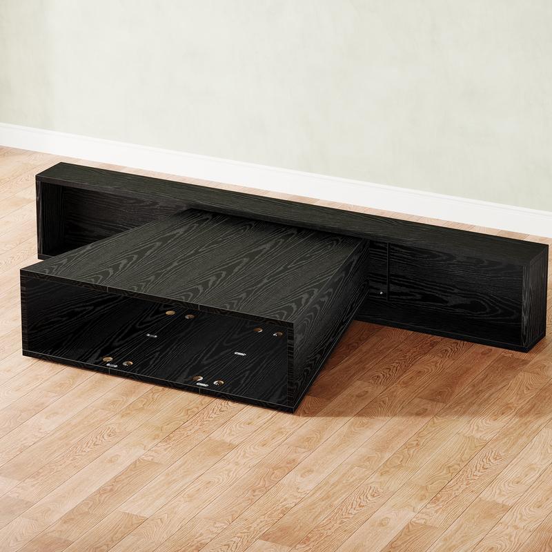 LITTLE TREE 63" Black Console Table, Farmhouse Entryway Table with Trapezoidal Base, Narrow Long Sofa Table Behind Couch Table for Entrance, Hallway, Living Room