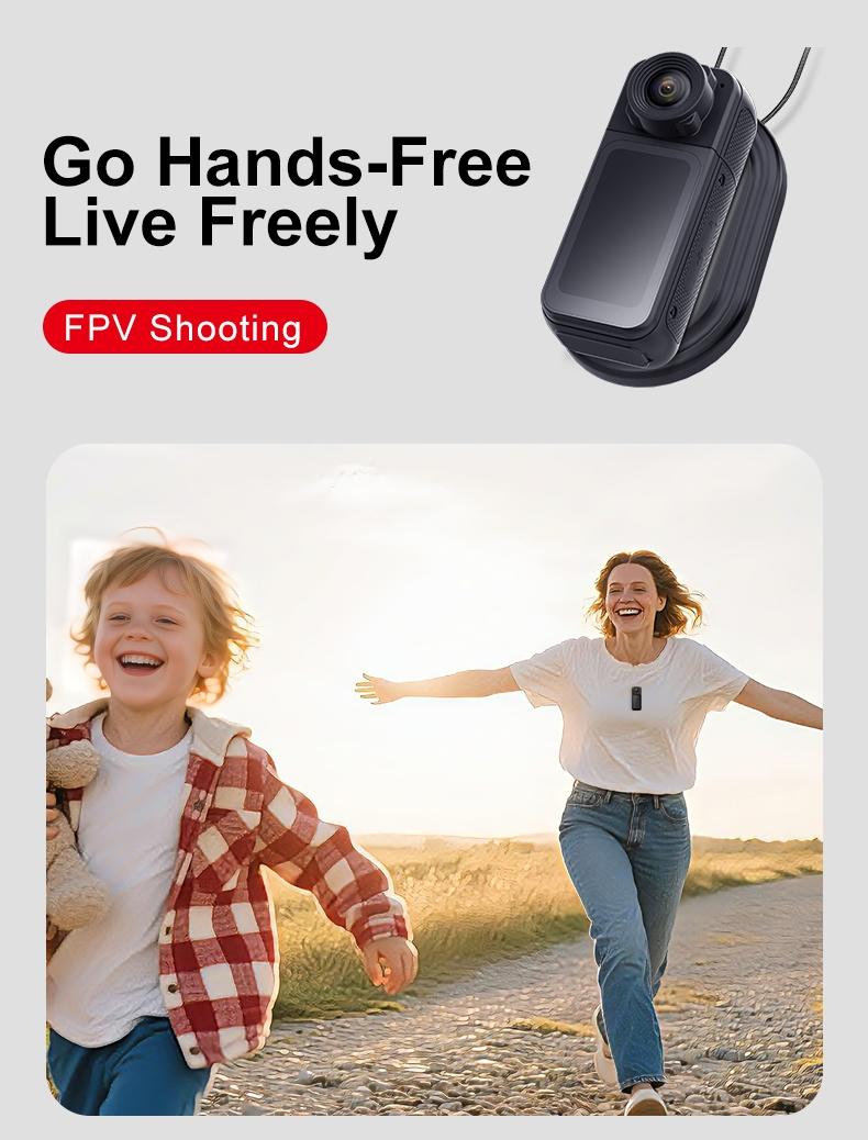 WIXUN-1080P mini magnetic thumb sports camera, 180 ° rotating camera, 1.47-inch IPS high-definition display screen, equipped with 16GB TF card, suitable for daily photography/videography, outdoor activities, law enforcement scenes