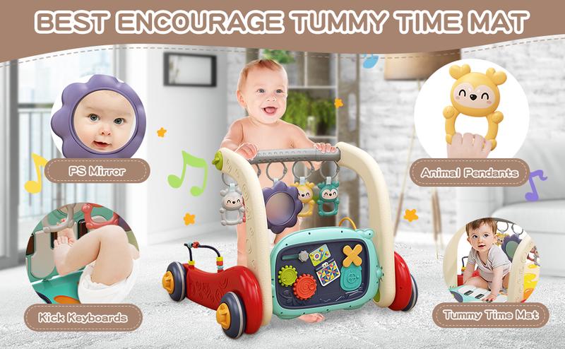 Baby Play Mat Baby Gym,Play Piano Tummy Time, Floor Activity Center,Baby Seat,Infant Baby Walker - Toddler Push Walker, Boy & Girl Gifts for Newborn Baby Toddler Sensory Cute