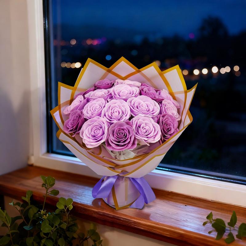 18pcs Realistic Rose Bouquet, Artificial Roses, Artificial Flowers Bouquet, Valentine's Day Gift, Wedding Favors, Mother's Day Present, Christmas Gift