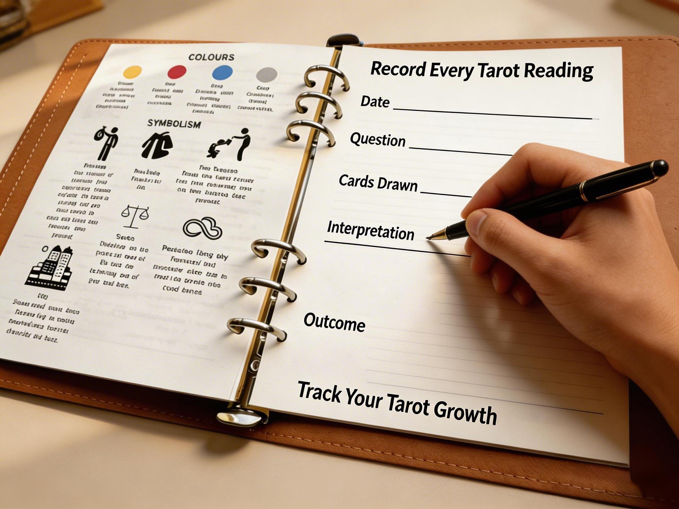Retro Tarot Study Notebook | A5 | Linen-textured Loose-leaf Journal | Portable with 78 Card Reference Sheets | Includes 40 Replacement Pages