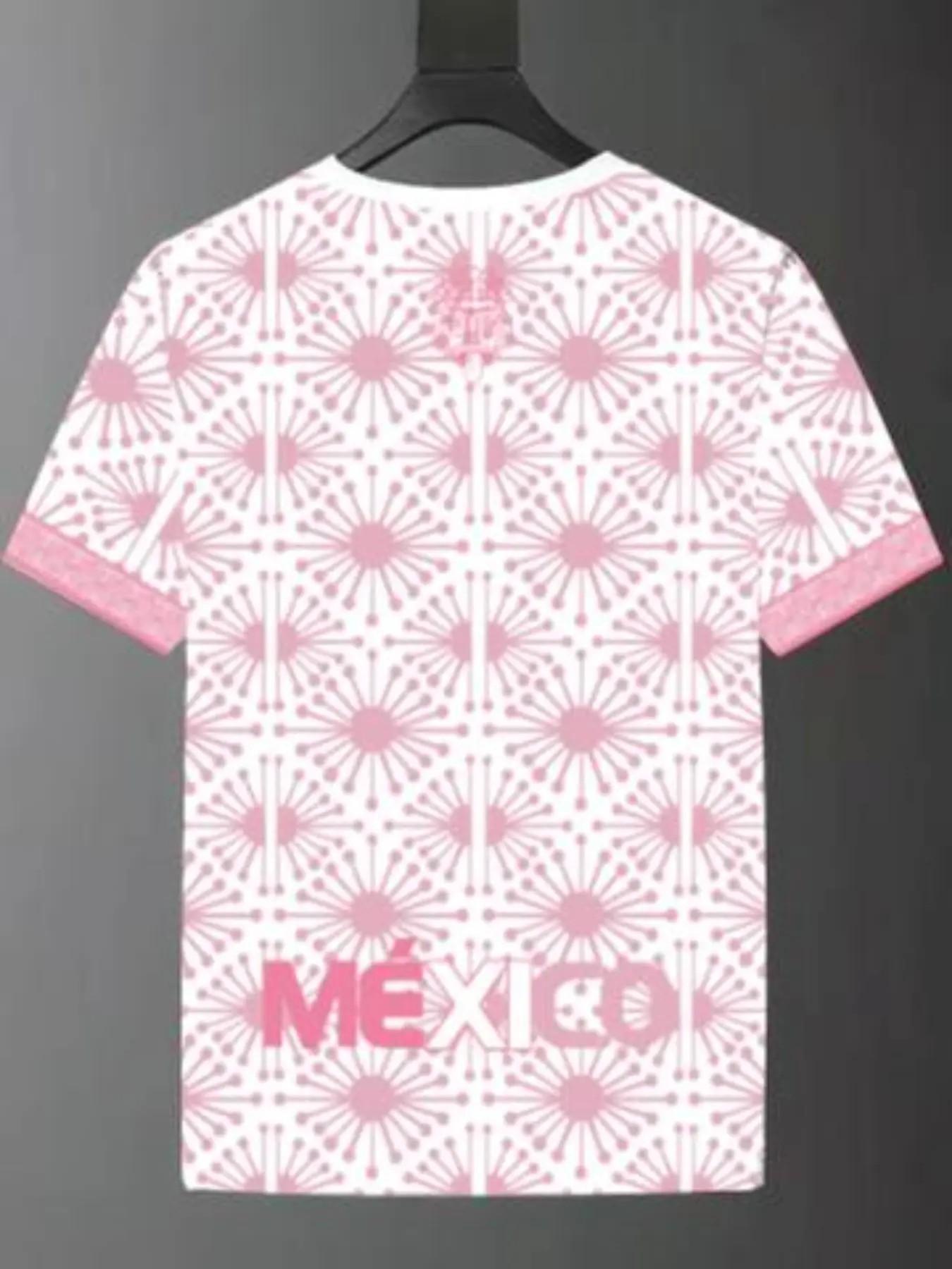 Men's Mexican Tikka Mask Aztec Sport T-Shirt, Street Style Round Neck Short Sleeve Top, Loose-Fitting Geometric Pattern