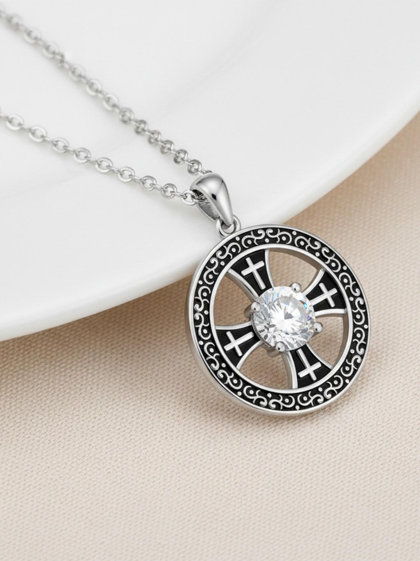 Cross Star Core · Black Silver Original niche vintage cross gem necklace, a must-have for spring and summer daily wear. A mysterious lucky necklace, perfect for Valentine's Day and all festive gifting.