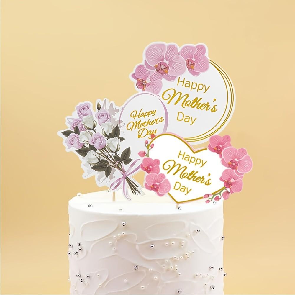12pcs Happy Mother's Day Cake Topper Mom Letter Cake Topper Pink, Decorative Party Cake Decoration for Mother's Day