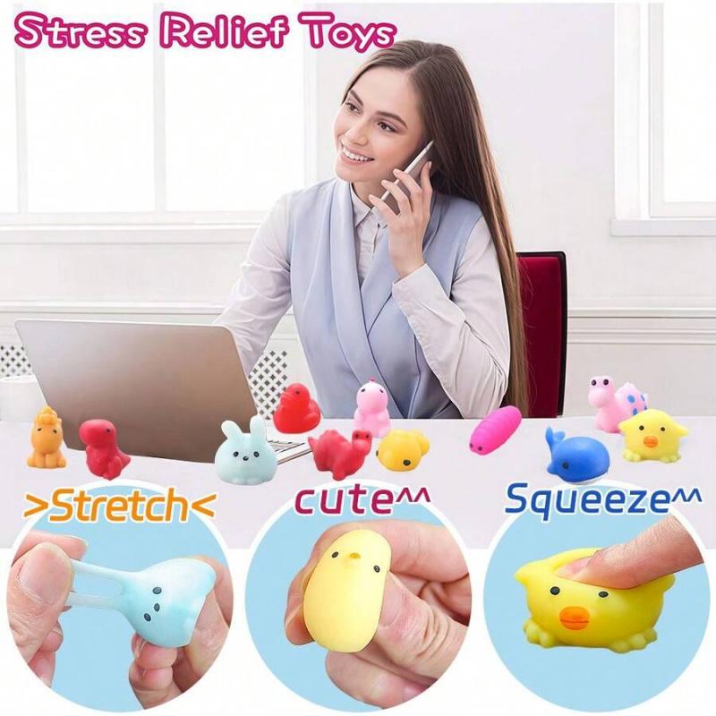 48pcs Mochi Squishy Toys, Mini Animal Squeeze Toys, Stress Relief Toys, Party Favor Bag Fillers, Birthday Party Gifts, Random Colors