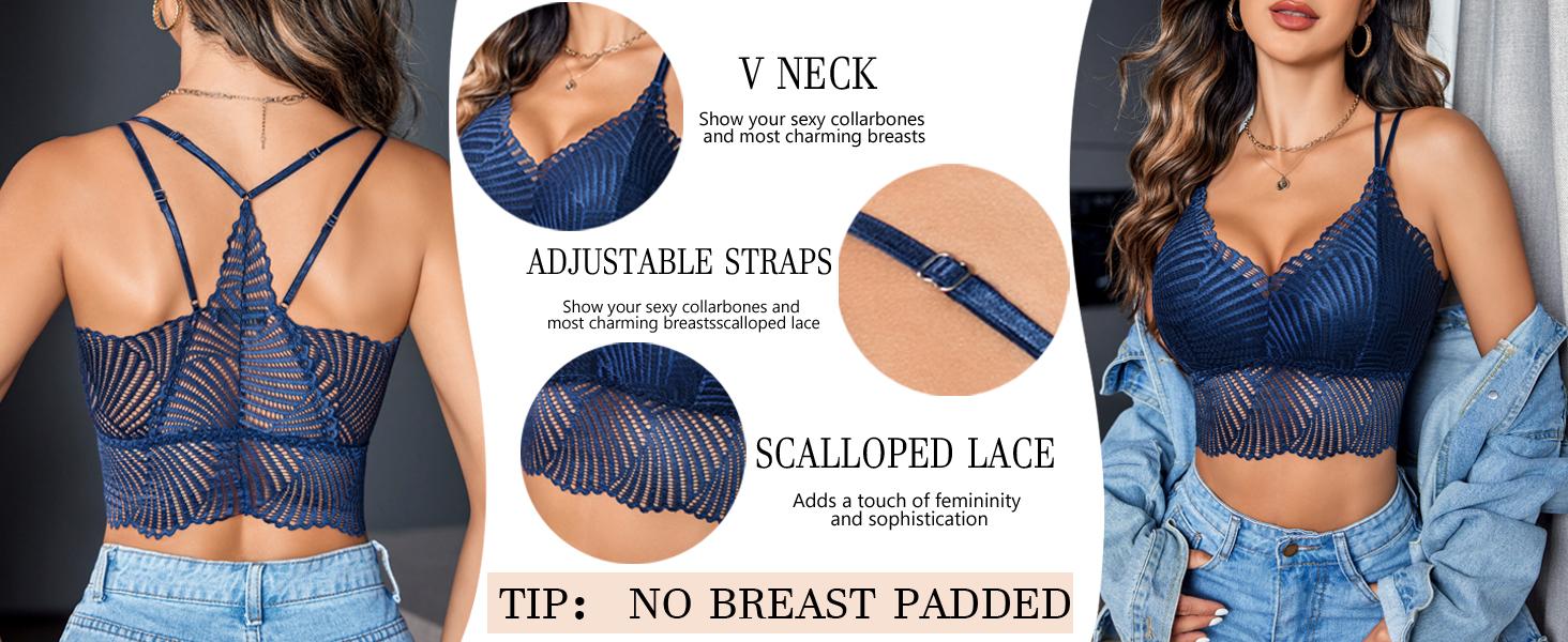 Avidlove Lace Bralette for Women V Neck Camisoles Racerback Adjustable Strap Crop Top