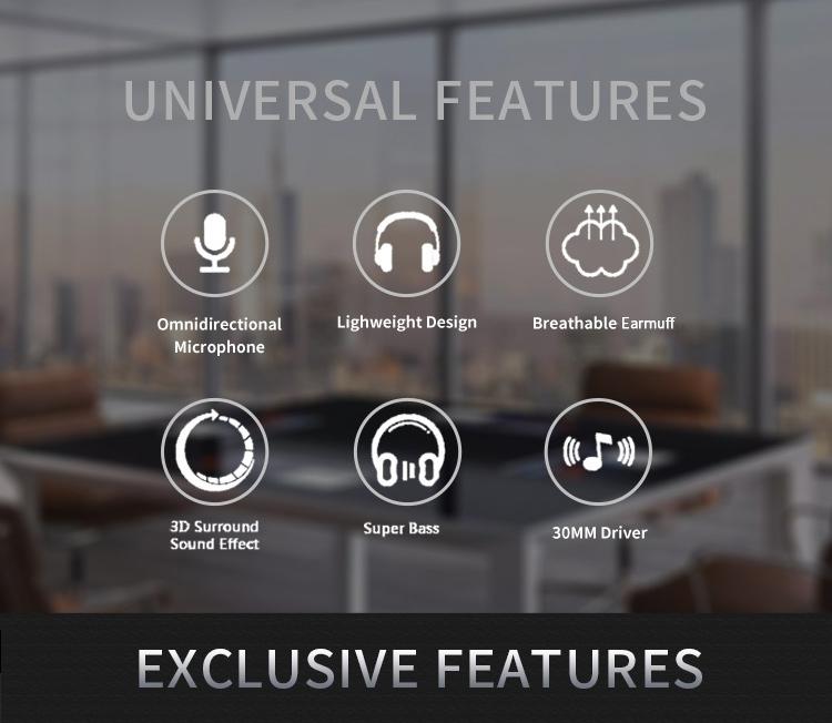 New Trend USB Computer Headset for Students & Business Professionals, Wired Over-Ear Noise-Isolating Earphones with Line Control, Noise Isolating Headphones