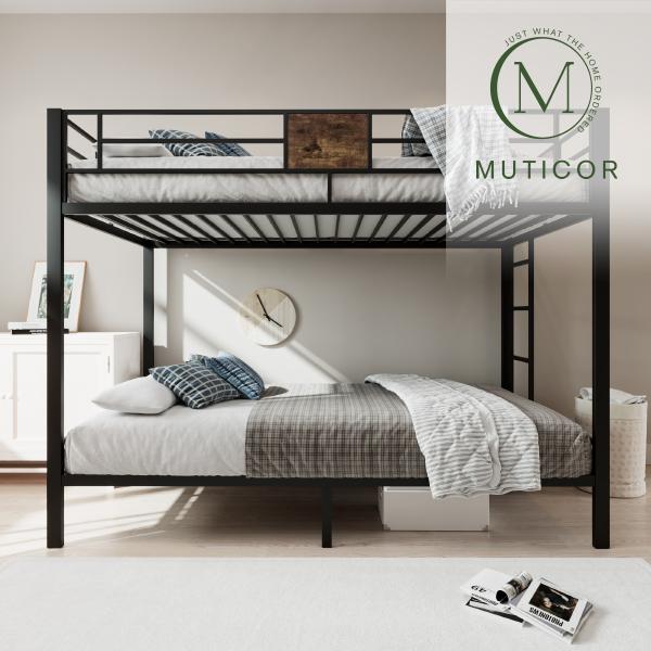 MUTICOR Bunk Bed Twin Over Twin Size with Ladder and Full-Length Guardrail,【Frame Only No Mattress】Storage Space, No Box Spring Needed, Black#TikTokShopBlackFriday #ChristmasGifts