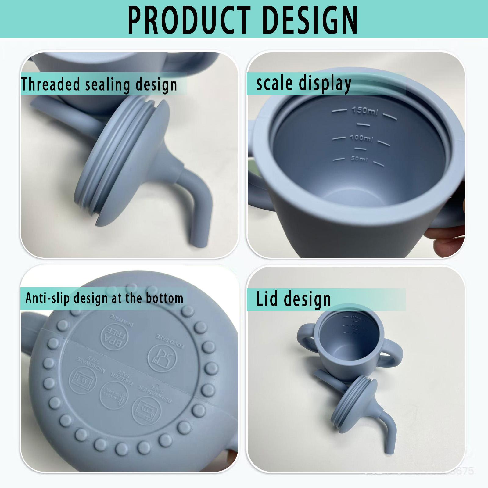 Tiny Silicone Drinking Training Cup with Soft Grip Handle Straw Spill-Proof Lid & Straw Reusable Cup for Baby & Toddler - Easy-Clean Design, Safe for Sippy Cup Transition Motor Skills Development Sippy Cup Easy Clean Baby Feeding Toddlers Drinking