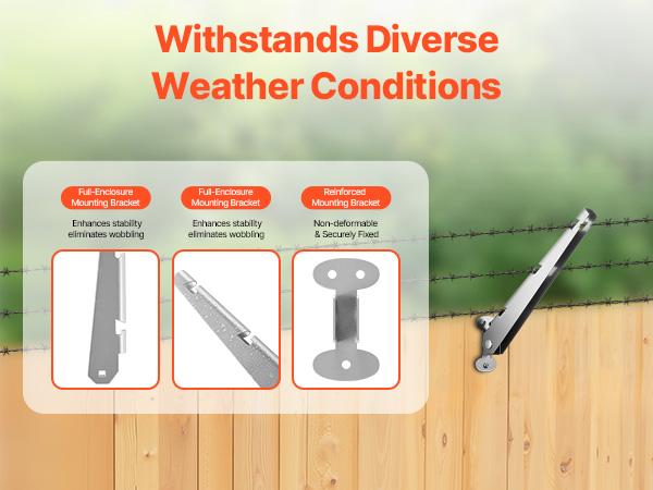 VEVOR Barbed Wire Arm, 10 Packs 12.2 in Fence Post Extender, Flat or Surface Mounted, Galvanized Steel Fence Height Extender, Protect Privacy and Prevent Pets Jumping Off, for Outdoor Wood Concrete Fences