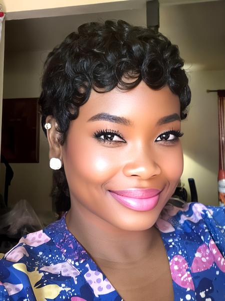 Curly Pixie Cut Wig Short Bob Wig for Women 100% Human Hair Wig 99J 4# Natural Color Finger Wave Full Machine Made Wig Pixie Wigs Wavy Wigs Curly Pixie Cut Wig Short Bob Wig for Women 100% Human Hair Wig 99J 4# Natural Color Finger Wave Full Machine Made Wig Pixie Wigs Wavy Wigs