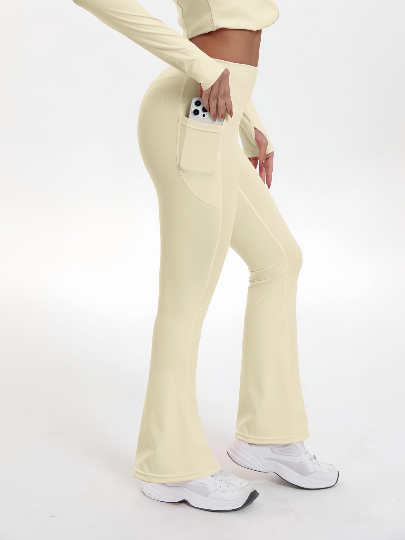 Women's High Waist Yoga Set, Stand Collar Full Zip Jacket & Wide Leg Pants, Soft Comfortable Gym Training Running Cycling Hiking Golf Tennis Yoga Bottoms