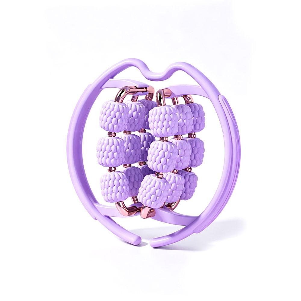 18-Wheel Circular Leg Massager, Rose Gold Metal Connectors, Ergonomic Arc Frame, Muscle Activation & Relaxation, Yoga & Home Use