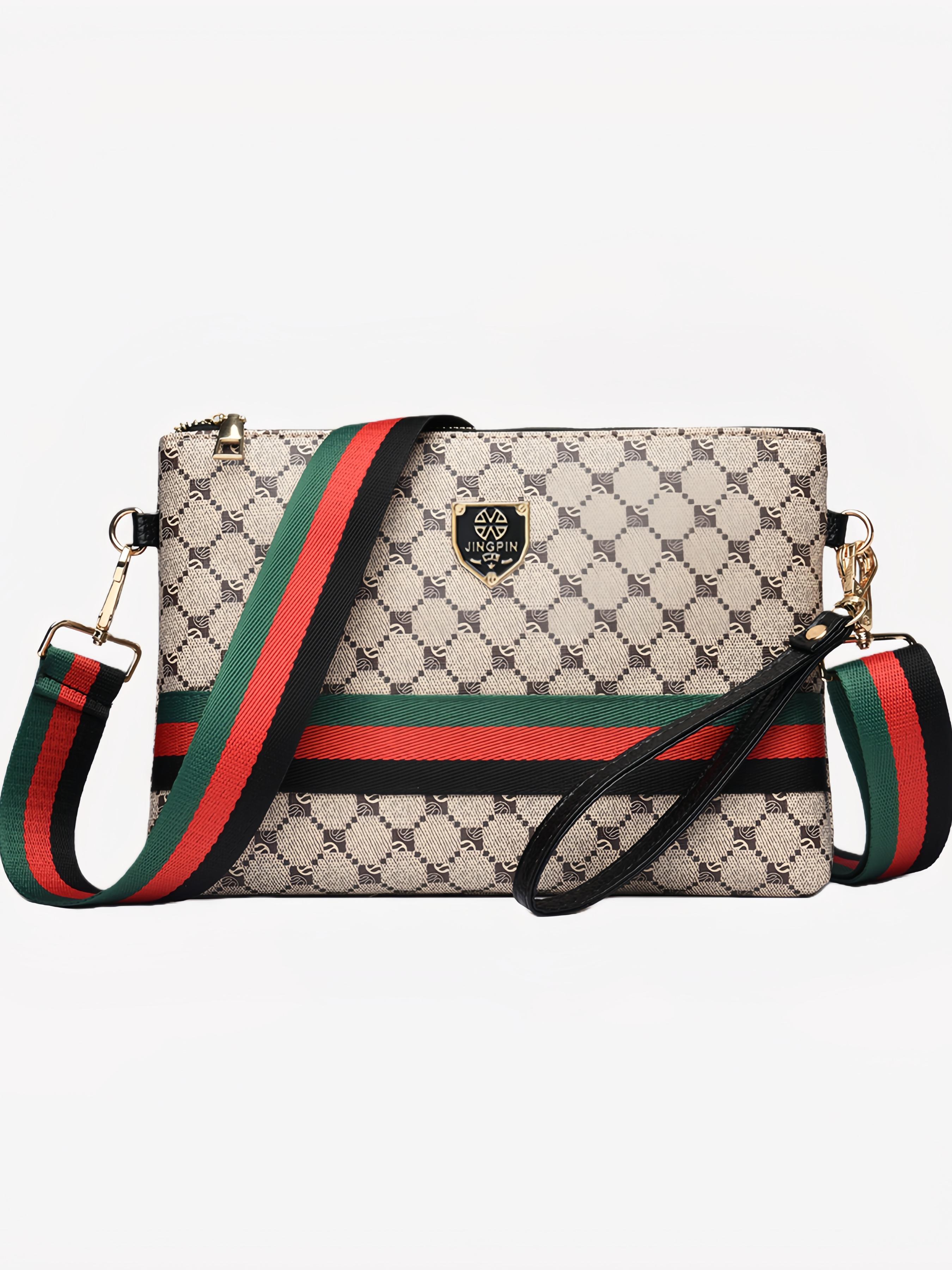 Men's Plaid Design Crossbody Bag with Wrist Strap, Fashionable Large Capacity Adjustable Shoulder Strap Bag for All Seasons
