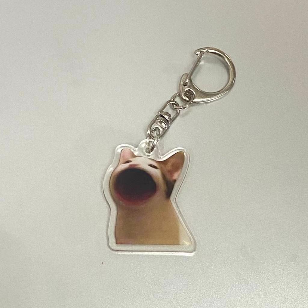 Banana Cat Acrylic Keychain, Funny Cat Bag Charm, Unique Accessory for Bags and Keys, Perfect Gift Idea, Durable and Stylish Design