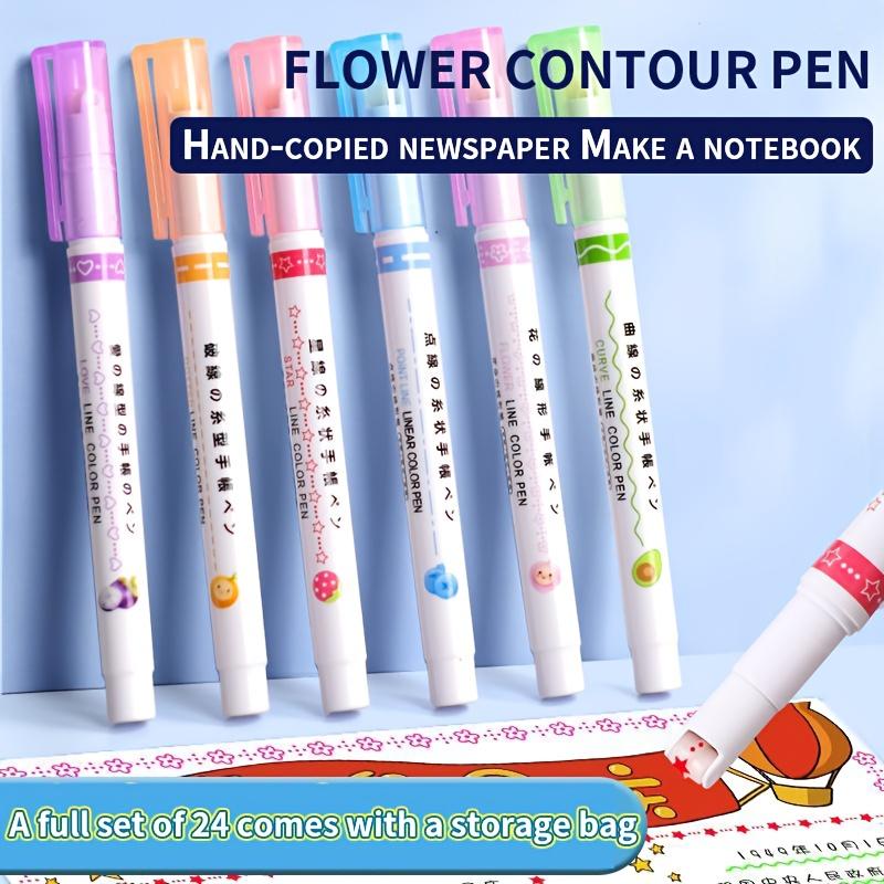 Flower Shape Contour Pens Set, Different Fine Lines, Curved Shapes ...